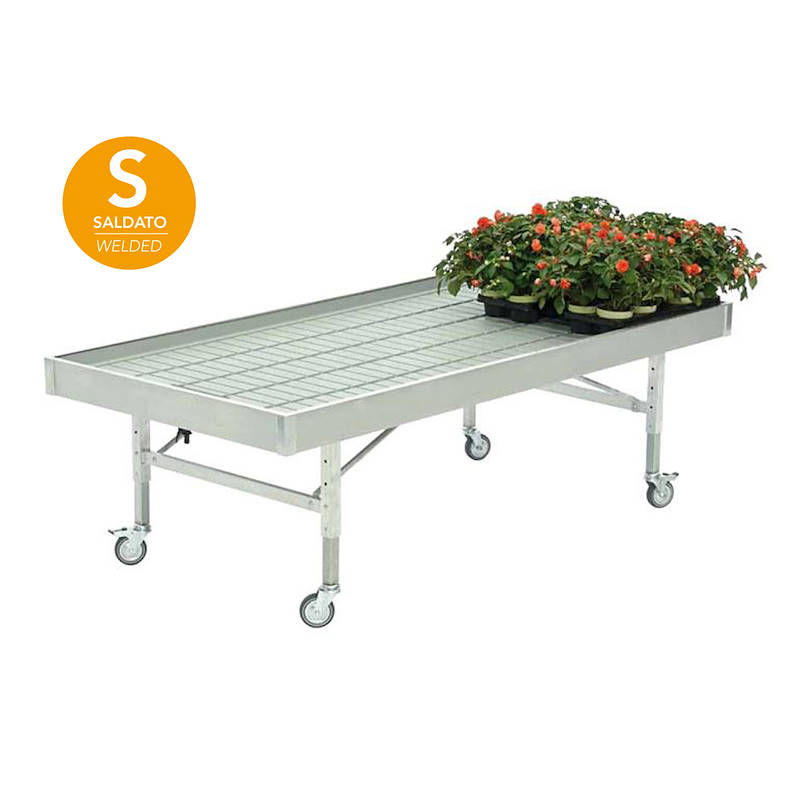 Собранный алюминиевый стол на колёсиках, Size: 1025 x 2055 mm, Box: 3 штук