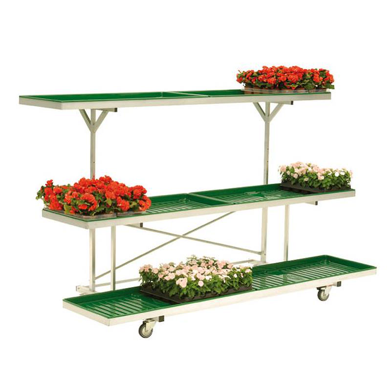 Double wall displayer stand with 6 water trays, Color: green, Box: 6 trays