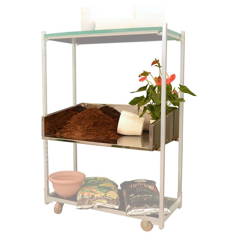 Steel potting bench for unistandard carts