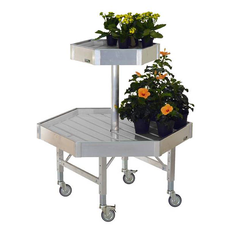Hexagonal bench with aluminium structure