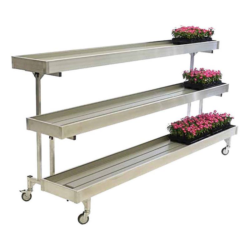 Aluminium wall bench three shelves, Size: L 3025 P 820 H 1420 mm