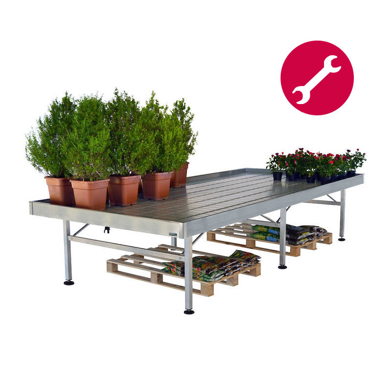 Ready-to-assemble fixed water tables in aluminium, Size: 1625 x 3530 mm, Box: 20 units - h. 750 mm