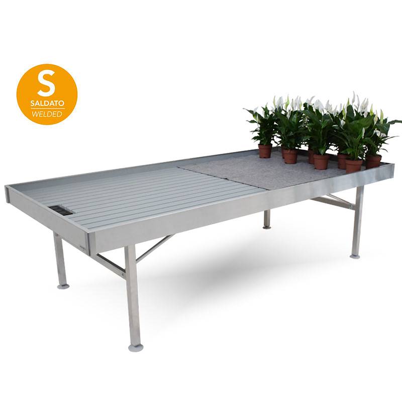 Welded aluminium bench, Size: 1225 x 2530 mm, Height: h 550 mm, Box: 16 pieces