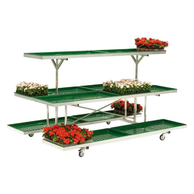 Double island displayers stand with 10 water trays, Color: white, Box: 10 trays