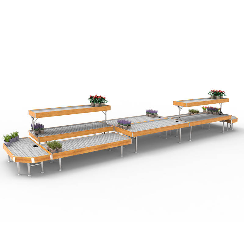 Flowered Gondola Set wood line AMOR, Exhibition Set: FLOWERED GONDOLA MAXI, Color: Natural Wood, Box: 1 Set