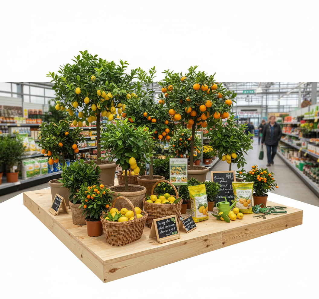 Display platform in natural wood, Size: 120 x 80 cm, Height: h 15 cm, Box: 6 units