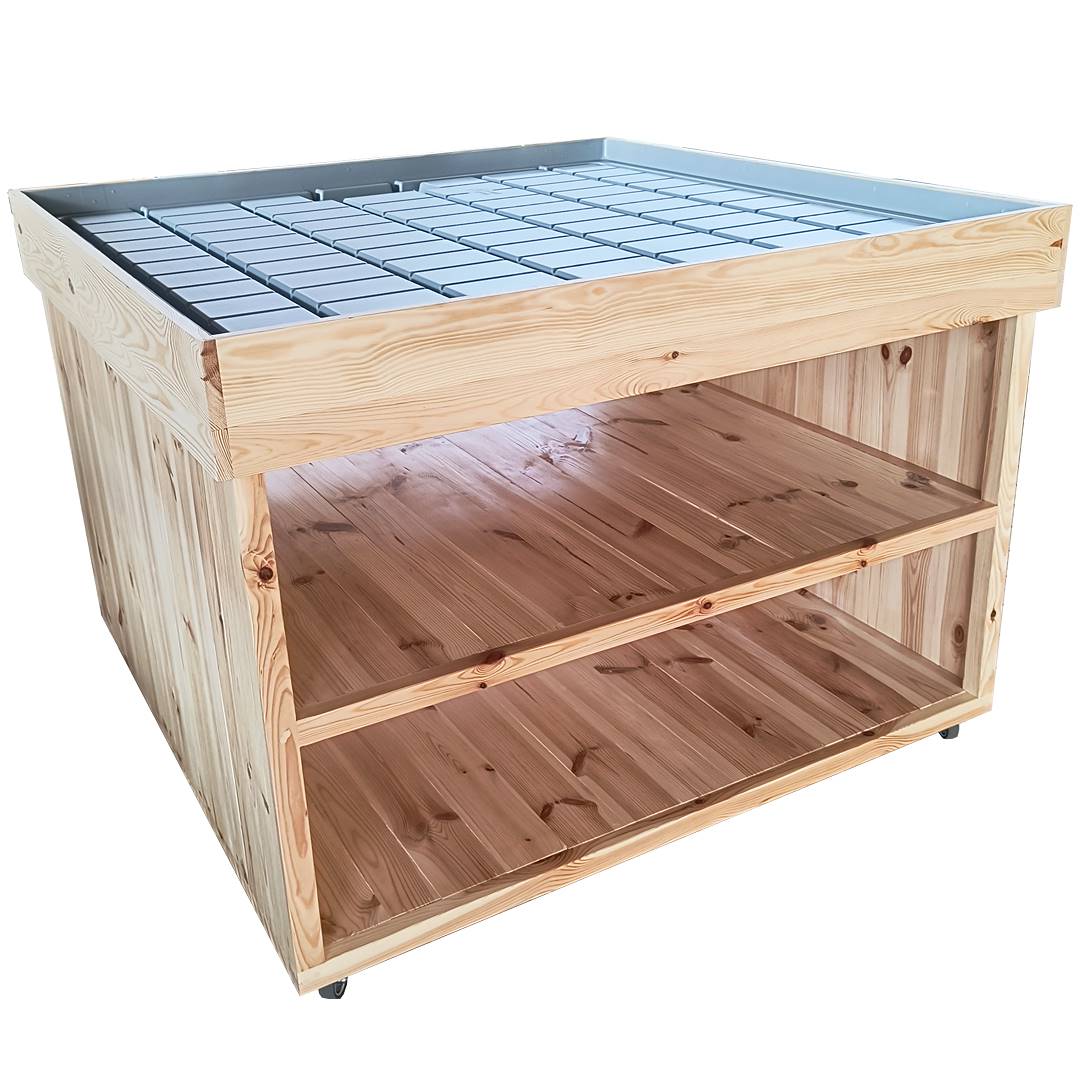 Wood podium with water tray, Size: 120 x 120 cm, Height: h 80 cm, Box: 6 units