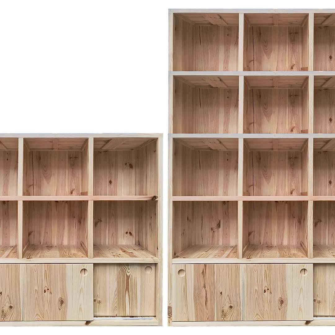 Wooden shelving with boxed shelves, Size: 120 x 45 cm, Height: h 200 cm, Box: 1 unit