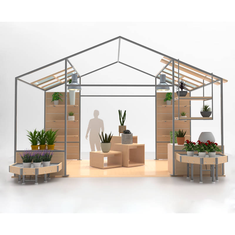 THE GREENHOUSE Format- Garden Center Identity, Color: Natural Wood, Optional: Greenhouse equipped with exhibitors