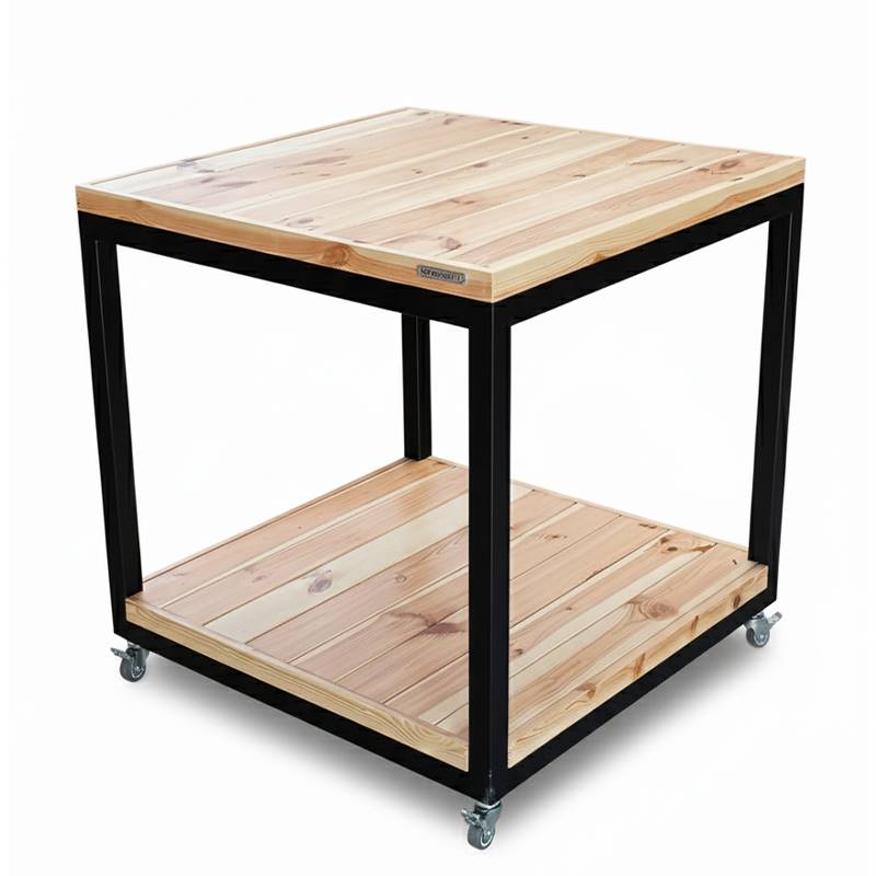 table with two wood shelves on wheels, Size: 80 x 80 cm, Height: h 80 cm, Box: 2 units