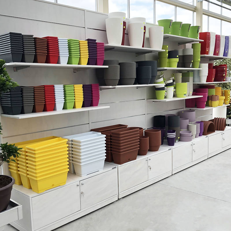 Wood shelving unit with blisters holder