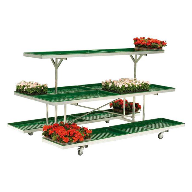 Double island displayers stand with 10 water trays