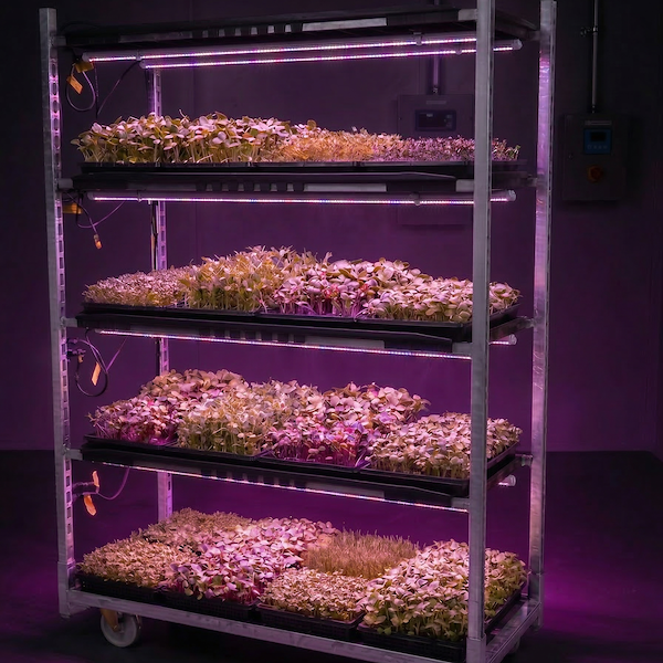 1350 Mesh trolley with TUBE EXTRA PAR LED grow lights