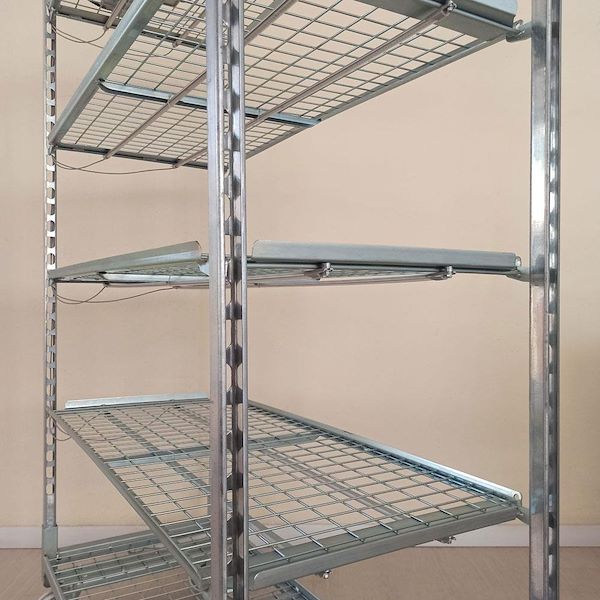 Wire-mesh trolley with LED lights kit for microgreens