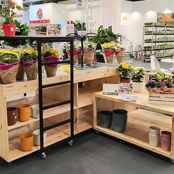 Wood podium with water tray