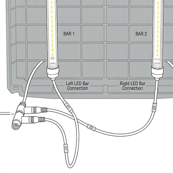 Wire mesh trolley 1350 with TUBE WHITE PAR LED germination lights
