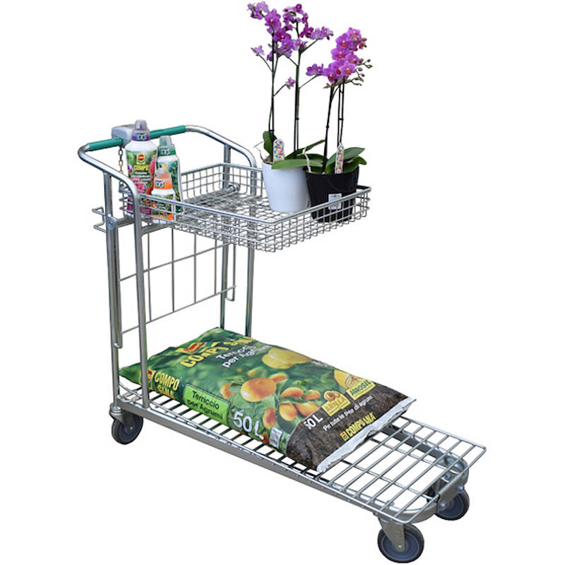 Carrello spesa libero servizio a due ripiani