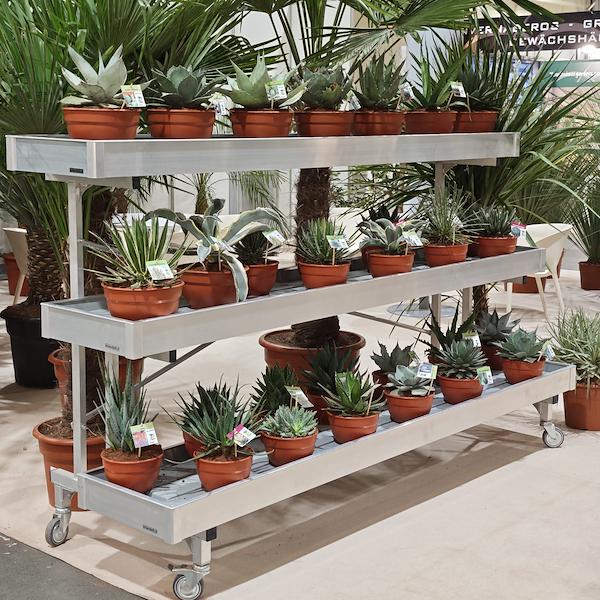 Aluminium wall bench three shelves