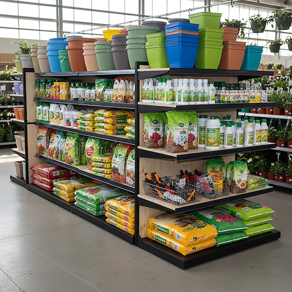 Гондола из натурального дерева с черным железным профилем