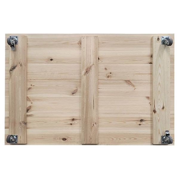 Natural wood footboard on wheels